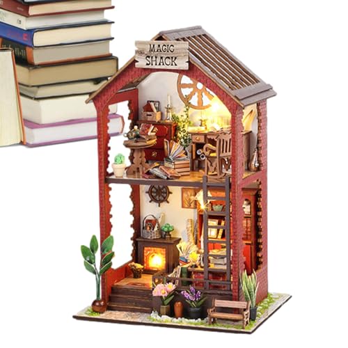 FOUNCY -Buchecke, Miniatur-Kit-Einsatzdekor, Erstaunliches -Minihaus, 3D-Holzpuzzle-Buchstütze, Bücherregal-Kit Dekorativ, Kits Bücherecke, Bücherecke-Bücherregal-Dekor Für Regalschlafzimmer, Erwac von FOUNCY