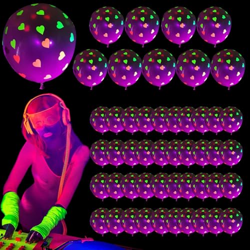 Neon-Luftballons, leuchten im Dunkeln, 30,5 cm, UV-reaktiv, Latex, Schwarzlicht, Party-Ballons, fluoreszierende Luftballons, leuchten im Dunkeln, Partyzubehör für Feiertage, Jubiläen Founcy von FOUNCY