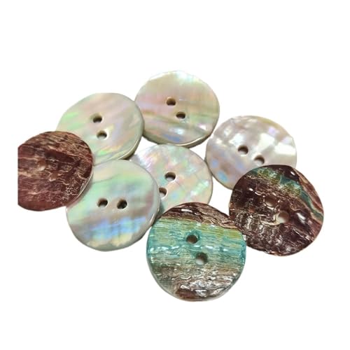 FOVAOK 10 Stück natürliche Abalone-Perlenknöpfe für Kleidung, Nähzubehör, Scrapbooking, DIY, Kleidung, 2 Löcher, runder Muschelknopf (10 mm) von FOVAOK