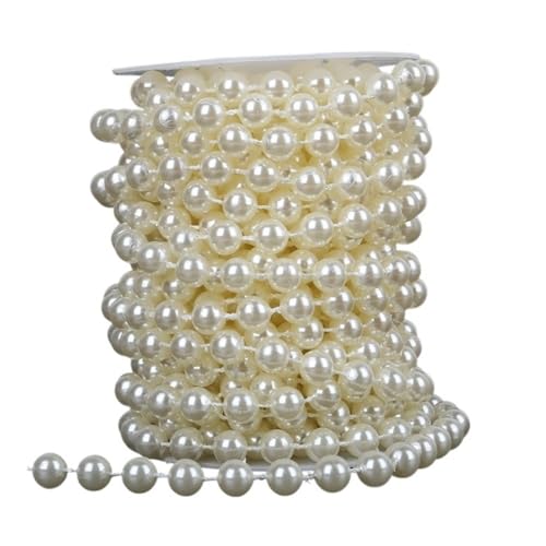 FOVAOK 2 Meter lange Angelschnur, künstliche Perlen, Kette für DIY-Girlande, Hochzeit, Party, Dekoration, Zubehör, Brautblumen-Zubehör (10 mm rund) von FOVAOK