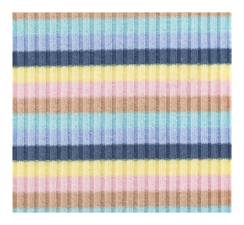 FOVAOK Gerippter, gekämmter Regenbogen-Bündchenstoff, gestreift, Stretch, zum Nähen, Basis, Hemden, Stricken, Halsausschnitt, 45 x 125 cm (B, 45 x 125 cm vorgeschnitten) von FOVAOK