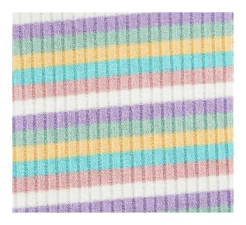 FOVAOK Gerippter, gekämmter Regenbogen-Bündchenstoff, gestreift, Stretch, zum Nähen, Basis, Hemden, Stricken, Halsausschnitt, 45 x 125 cm (vorgeschnitten) von FOVAOK