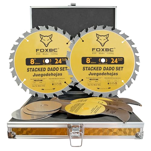 FOXBC 20,3 cm Hartmetall-Stapelblatt-Set für SawStop, Jet, Dewalt, Bosch Säge, 14-teilig von FOXBC