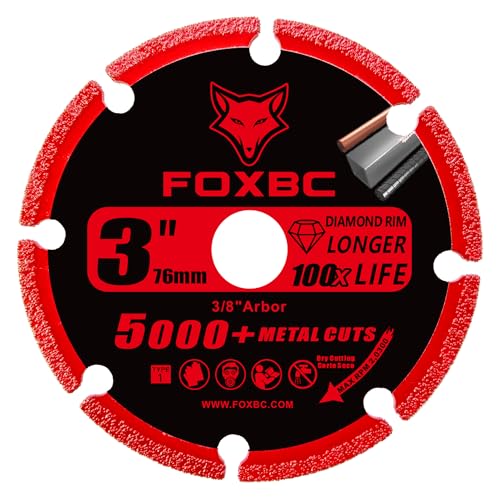 FOXBC 7,6 cm Trennscheibe mit 5000+ Metallschnitten auf Bewehrungsstab, Edelstahl, Winkeleisen, 3/8 Zoll Dorn von FOXBC