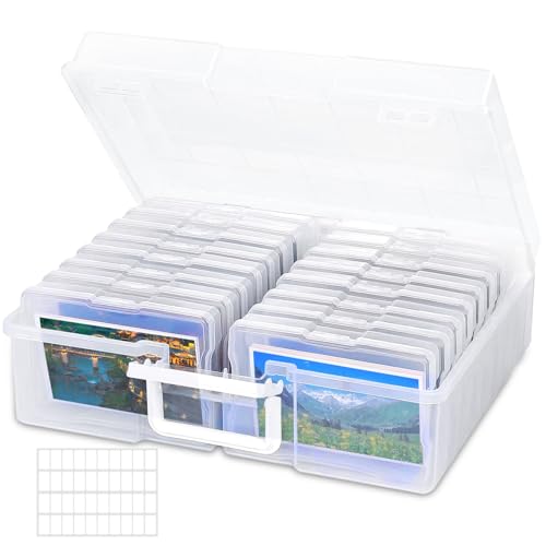 ZHHGOO Fotoaufbewahrungsbox,16 Pcs Foto Organizer Kunststoff,Fotoboxen zur Aufbewahrung für Transparent mit Aufklebern,Foto Aufbewahrungsbehälter für Saatgut Handwerk Karten,Bürobedarf,Stempel von FOXCUP