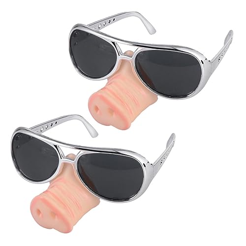 2st Lustige Brille Kostüme Seltsam Clown-Brille Halloween-Brille Alberne Sonnenbrille Für Erwachsene Schweine Lustige Sonnenbrille Für Erwachsene Steampunk-Sonnenbrille Spaß Silver FOYTOKI von FOYTOKI