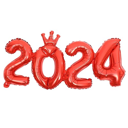 FOYTOKI 1 Satz 2024 Neujahrspartyzubehör 2024 Zahlenballons Aus Aluminiumfolie Für Festliche Dekoration Ideal Für Neujahrsfeiern Und Jubiläen Inklusive Heliumfüllung von FOYTOKI