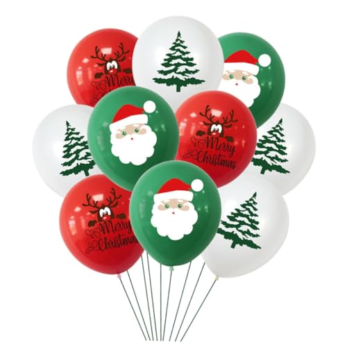 FOYTOKI 10er Set Weihnachtsballons Weihnachtsmann Rentier Und Weihnachtsbaum Luftballons Für Partydekoration Babyparty Hochzeiten Und Geburtstagsfeiern Xmas Balloons Deko Set von FOYTOKI