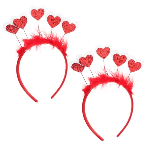 FOYTOKI 2 Stück Valentinstag-herz-stirnbänder Für Frauen, Rote Pailletten-herz-haarbänder, Festliche Dekorationen, Romantische Accessoires Für Feiern von FOYTOKI