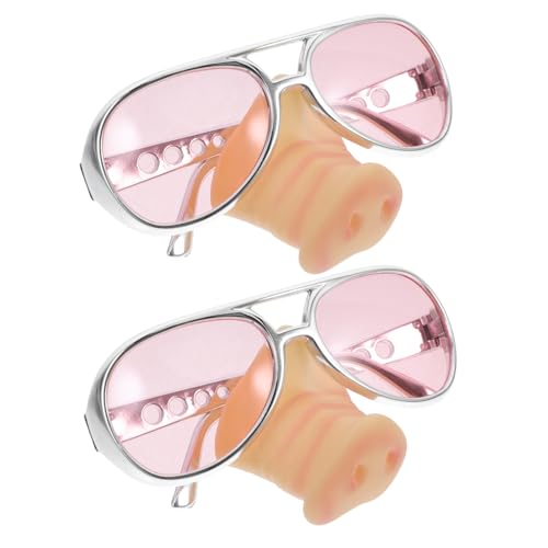 FOYTOKI 2St lustige Brille tierkostüme faschingsbrille Nasenbrille Party Requisiten lustige Sonnenbrille gläser Sonnenbrillen für Frauen Brille mit Schweinenase Cosplay-Party-Brille Rosa von FOYTOKI