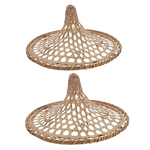 FOYTOKI 2pcs Hohlroutes Bambushut Chic Performance Hut Lustige Partybühne Prop Beige von FOYTOKI