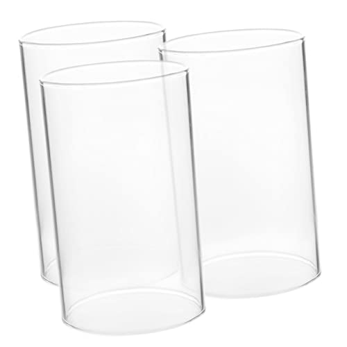 FOYTOKI 3 Stück Glas Kerzenabdeckungen Transparente Glas Kerzenhalter Im Rohrdesign Ideal Für Teelichter Und Votivkerzen Elegante Kaminrohr Abdeckung Für Stilvolle Tischdekoration von FOYTOKI