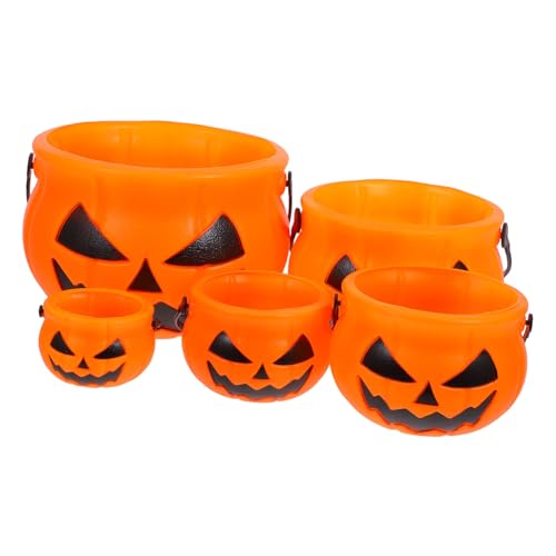 FOYTOKI 5St Kürbis Eimer Halloween-Dekor Süßigkeiteneimer Halloween Kürbiseimer mit Griffen geschenkverpackung Halloween Party Deko Süßigkeitenbehälter Eimer mit Halloween-Geschenken Abs von FOYTOKI