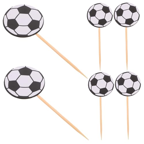 FOYTOKI 60 Stück Fußball Kucheneinsatz Fußball Kuchendekoration Fußball Cupcake Topper Dekorative Kuchendekoration Cupcake Dekoration Fußball Cupcake Dekoration Geburtstagskuchen von FOYTOKI