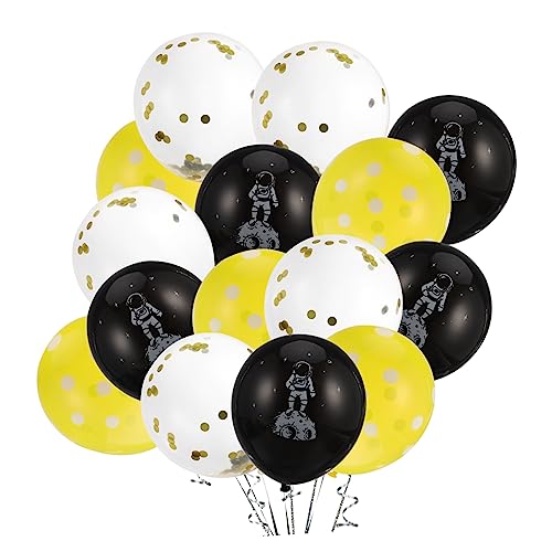 FOYTOKI Astronauten Luftballons Geburtstag Party Dekoration Schwarze Gelbe Punkte Goldene Konfetti Deko Für Geburtstagsfeiern von FOYTOKI