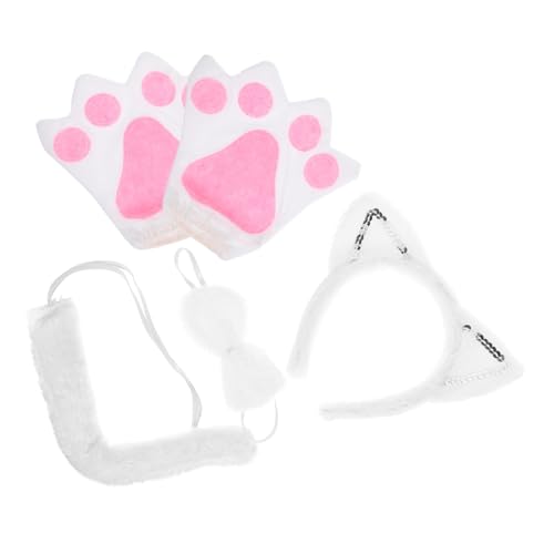 FOYTOKI Katzenkostüm Set Für Halloween Kostümzubehör Mit Katzenohren Und Tier Cosplay Handschuhe Für Mädchen Perfekte Katzenparty Deko Und Karnevals Outfit von FOYTOKI