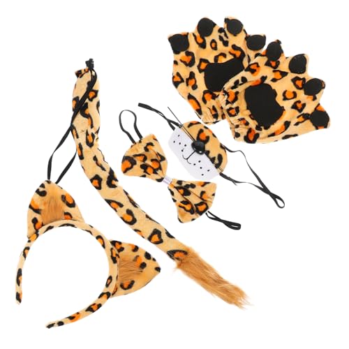 FOYTOKI Leopard Kostü Set Mit Ohren Haarreif Fliege Und Nase Tierkostü Für Karneval Fasching Und Mottopartys 4 Teiliges Accessoire Für Erwachsene Und von FOYTOKI