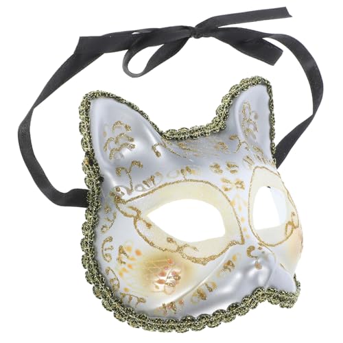 FOYTOKI Maske Katze Halloween Cosplay Dekorativ Partyzubehör Partygeschenk Weiß Plastik von FOYTOKI