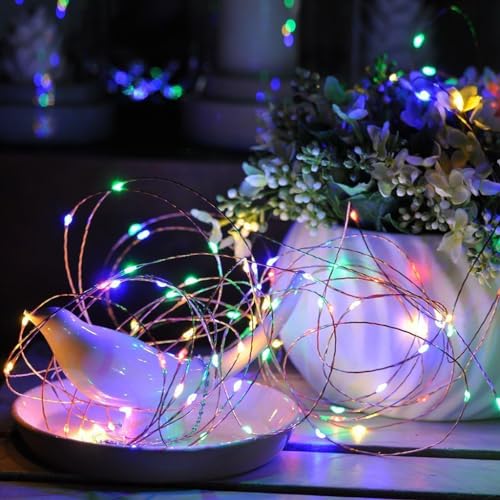 LED Lichterkette Batterie 4m 40 Leds Mini Draht Lichterkette Bunt Lichterkette Außen Lichterkette Innen Led Weihnachtsdeko für Zimmer, Garten,Balkon, Fenster, Hochzeit, Party,Weihnachten Dekoration von FPEAOB