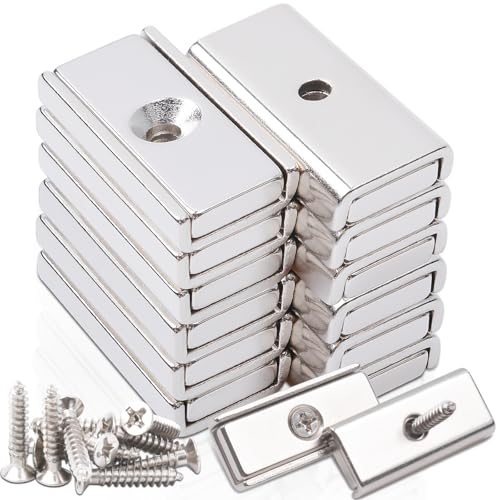 FPMYB 14 Stück Magnete Stark 30x13.5x5mm, Neodym Magnete Extra Stark Neodym Magnete mit Loch, Magnete Schrauben, Starke Magnete für Küchen, Badezimmer, Büros, Schule von FPMYB