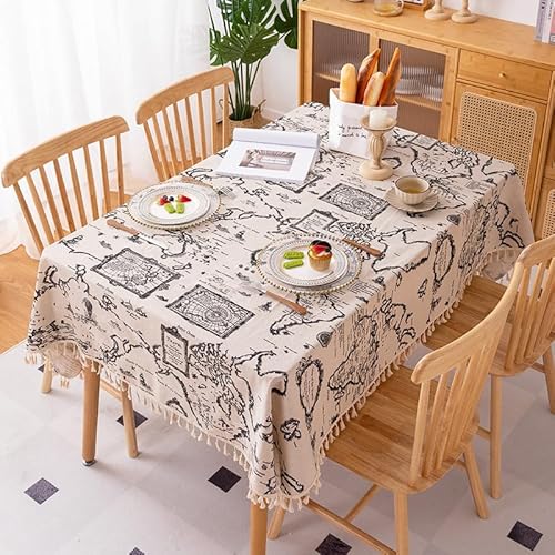 FQDZ Restaurant-Tischdecke mit Vintage-Zeitungsdruck, amerikanisches Vintage-Polyester-Baumwoll-Mischgewebe, Couchtischabdeckung und Hintergrund zum Schießen, Motley-D, 60 x 60 cm von FQDZ