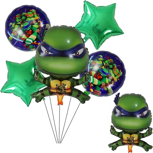 5 Ballon Schildkröte grün, schöne Cute Anime Ballons Party Folienballon, Schildkröte Blatt D'Aluminium Ballons, Ballons d'anniversaire für Kinder, Dekoration anniversaire Luftballons für Junge von FQQPMS