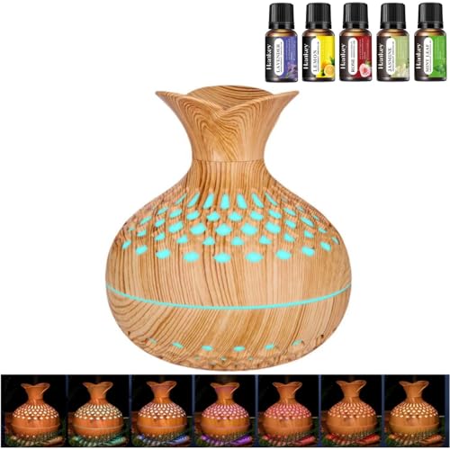 300ml Aroma Diffuser für Duftöle, Premium Ultraschall Luftbefeuchter Aromatherapie Öle Diffusor mit 7-farbigem LED-Licht, BPA-Free Schlafzimmer, Büro, Spa von FQUVSP