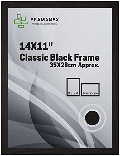 FRAMANEX Klassischer Bilderrahmen, Fotorahmen, 35 x 28 cm, schwarzer Bilderrahmen, Holz-Finish, Hochformat, Querformat, rechteckig FRAMANEX Klassischer Bilderrahmen, Fotorahmen, 35 x 28 cm, schwarzer Bilderrahmen, Holz-Finish, Hochformat, Querformat, rechteckig von FRAMANEX