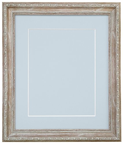 Bilderrahmen aus Holz, Shabby-Chic-Stil, mit hellblauem Passepartout und Rückwand, 50,8 x 40,6 cm, für Bildgröße A3 (Kunststoffglas) von FRAMES BY POST