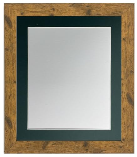 FRAMES BY POST Studio Antik Holz-Bilderrahmen mit dunkelgrünem Passepartout, 40 x 50 cm, Bildgröße 30 x 40 cm von FRAMES BY POST