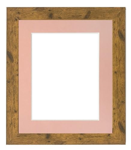 FRAMES BY POST Studio Antik Holz-Bilderrahmen mit rosa Passepartout 60 x 80 cm für Bildgröße 50 x 70 cm von FRAMES BY POST