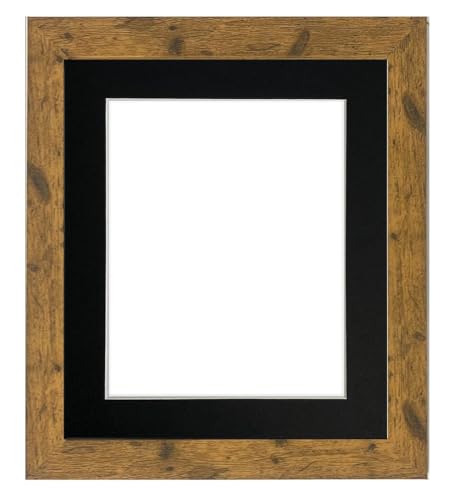 FRAMES BY POST Studio Antik Holz-Bilderrahmen mit schwarzem Passepartout, 40 x 50 cm, für Bildgröße 30 x 40 cm von FRAMES BY POST