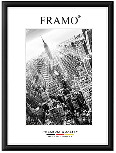 FRAMO Holz Bilderrahmen 17 x 36 cm nach Maß - Schwarz Matt | Größe wählbar | inkl. entspiegeltes Acrylglas | Rahmen für Puzzle | Foto | Poster von FRAMO