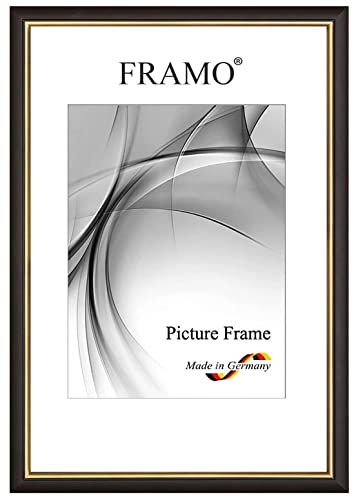 FRAMO Holz Bilderrahmen 32 x 45 cm aus Massivholz | Schwarz Gold | Farbe/Größe wählbar | Rahmen für Poster | Puzzle | Foto collage N°065 von FRAMO