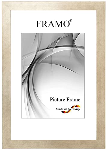 FRAMO Holz Bilderrahmen 61 x 91,5 cm aus Massivholz | Champagner | Außenkante in Schwarz | Farbe/Größe wählbar | Rahmen für Poster | Puzzle | Foto collage N°106 von FRAMO