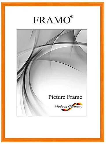 FRAMO Holz Bilderrahmen Schmal 11 x 17 cm aus Massivholz | Orange Hochglanz | Farbe/Größe wählbar | Rahmen für Poster | Puzzle | Foto collage N°121 von FRAMO