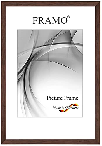 FRAMO Holz Bilderrahmen Schmal 35 x 50 cm aus Massivholz | Braun | Farbe/Größe wählbar | Rahmen für Poster | Puzzle | Foto collage N°074 von FRAMO