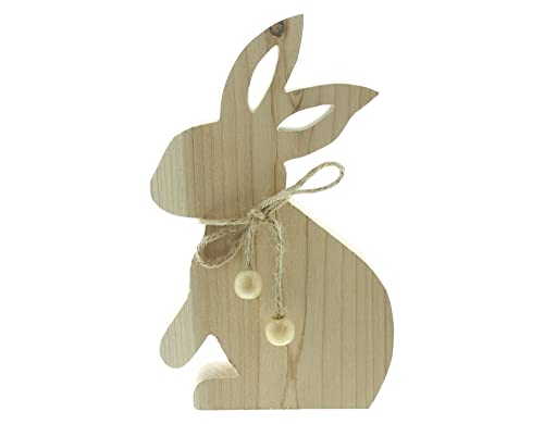 FRANK FLECHTWAREN Holzfigur Osterhase, naturbelassen, Perlendeko, Maße: Höhe 24 cm von FRANK FLECHTWAREN