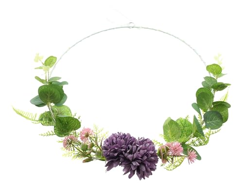 FRANK FLECHTWAREN LED-Ring Blumen, Metall, mattweiß, Kunststoff, 20 warmweiße LEDs, batteriebetrieben, An-/Aus-Schalter Maße: Ø 30 cm, ohne Batterien, nur für den Innenbereich geeignet von FRANK FLECHTWAREN