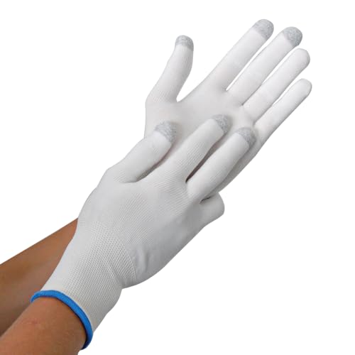 FRANZ MENSCH 12 Stück Hygostar Feinstrickhandschuhe Ultra Flex Touch | Nylon, Packung, weiß, 8/M, L: 24cm von FRANZ MENSCH