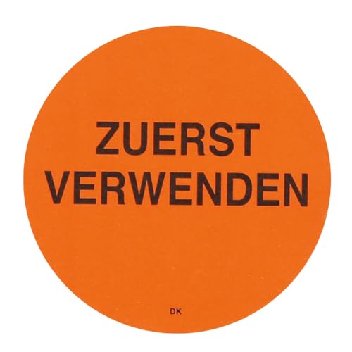 FRANZ MENSCH 6 Stück Hygostar Etikett Zuerst verwenden, orange, B: 5,5cm, Ø: 7cm von FRANZ MENSCH