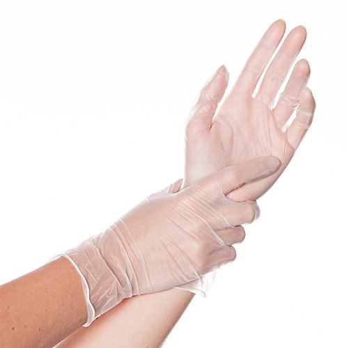 FRANZ MENSCH 100 Stück Hygonorm Vinylhandschuhe Classic Fit | gepudert, Packung, transparent, 7/S, L: 24cm von FRANZ MENSCH