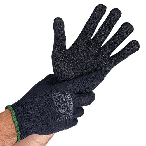 FRANZ MENSCH 12 Stück Hygostar Feinstrickhandschuhe Pearl | Nylon/Baumwolle, Packung, dunkelblau, 11/XXL, L: 27cm von FRANZ MENSCH