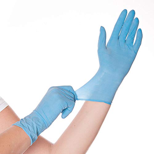 FRANZ MENSCH 100 Stück Hygostar Latexhandschuhe Allfood Skin | gepudert, Packung, blau, 10/XL, L: 24cm, Einmalhandschuhe, Einweghandschuhe, Latexhandschuhe von FRANZ MENSCH