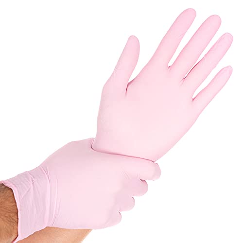 Franz Mensch Hygostar Nitrilhandschuhe Safe Light | puderfrei, rosa, 8/M, 24cm, 100 Stück, Einweghandschuhe, Einmalhandschuhe, in Gr. XS, S, M, L, XL & XXL verfügbar von FRANZ MENSCH