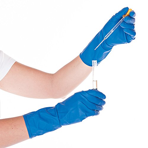 Hygostar Latexhandschuh HIGH RISK blau M 28 cm, puderfrei von FRANZ MENSCH