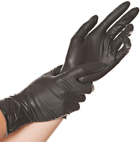 Franz Mensch Hygostar Latexhandschuhe Diablo, schwarz, Gr. 9/L | puderfrei, 100 Stück, Premium-Tattoo-Handschuh schwarz, Einmal-Handschuh, Einweghandschuhe Streetfood von FRANZ MENSCH