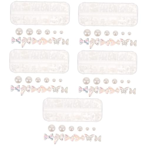 5 Boxen Nailart Zubehör Perlen Charms Nagelperlen Für Nägel Nagel Edelsteine ​​Und Charms Nail Art Charms Ornamente Perlen Für Acrylnägel 3D Nagel Charms Nageldekoration FRCOLOR von FRCOLOR