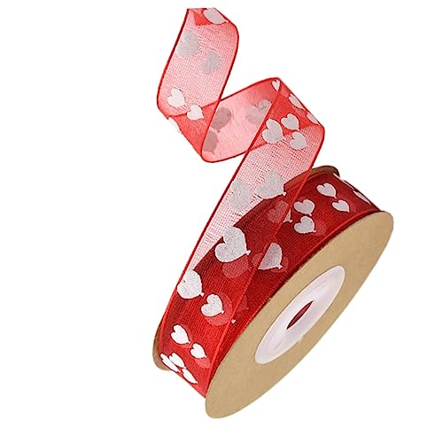 FRCOLOR 1 Rolle Band mit Herzdruck seidenband ribbon ripsband valentinesday farbige rotes Band Valentinstag Geschenkband Bandumwicklung Valentinstag Band Karte Geschenkband selber machen von FRCOLOR