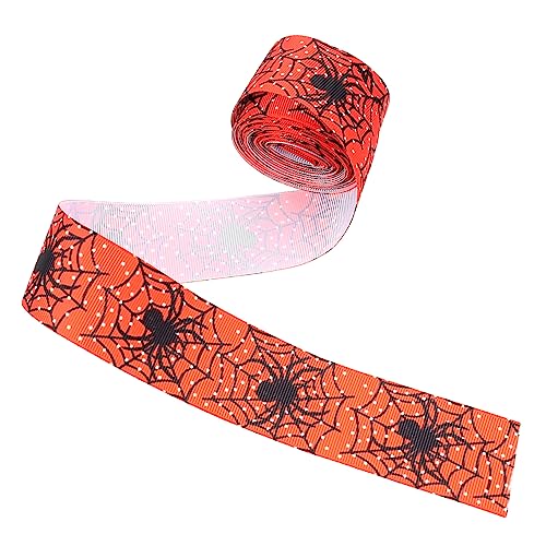 FRCOLOR 1 Rolle Halloween-Dekorationsband Spinnennetz bedruckte Bänder Halloween-Bandbesatz halloween dekoration halloween decor geschenkband Halloween-Musterbänder DIY Bastelbänder rot von FRCOLOR